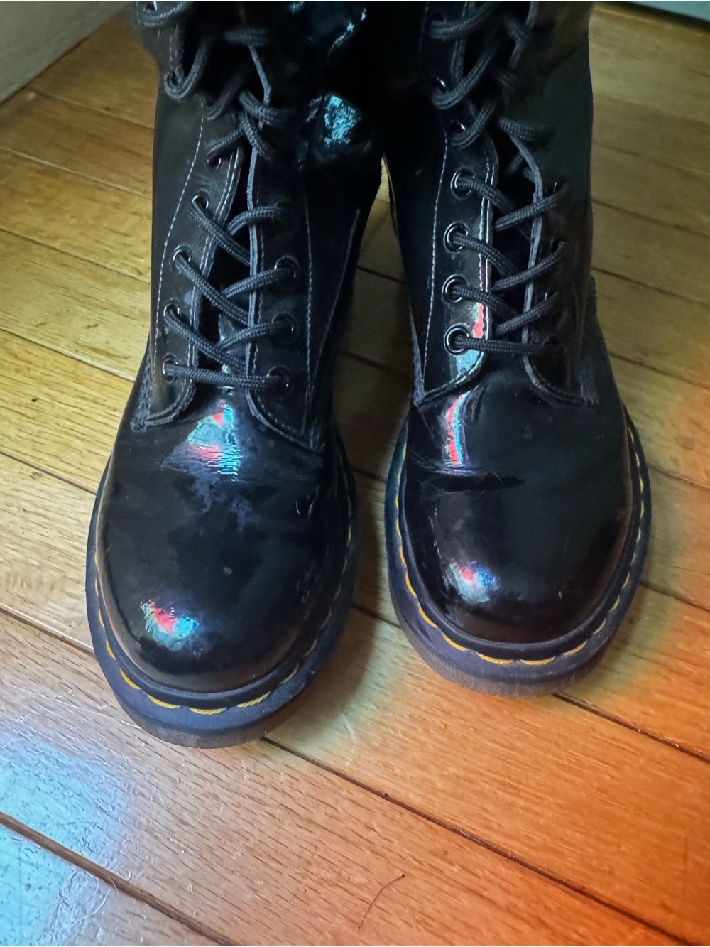 Dr. Martens Black Patent Knee-High 20-Eyelet Lace-Up Boots - Picture 4 of 9